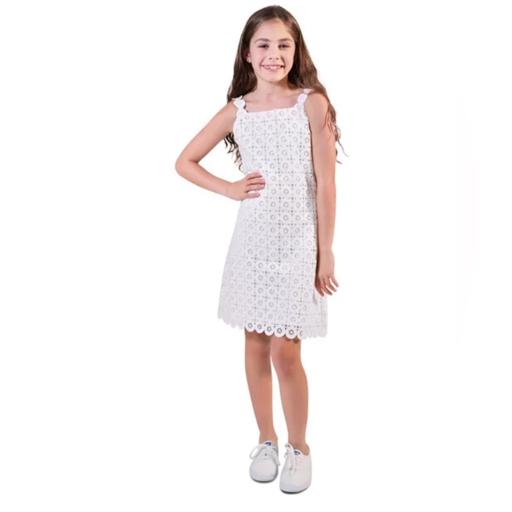 Habitual Girl White Crochet Lace Dress NWT – Elegant Floral Sleeveless Size 12